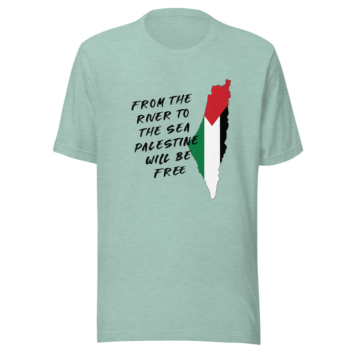 From the River to the Sea - Women’s T-Shirt, T Shirt Heather Prism Dusty Blue