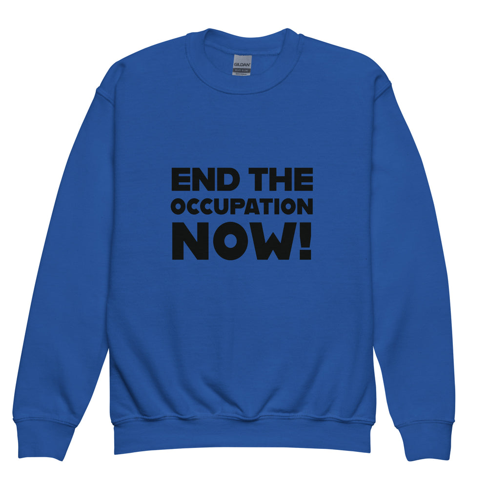 End the Occupation Now! - Youth Crewneck Sweatshirt, Royal