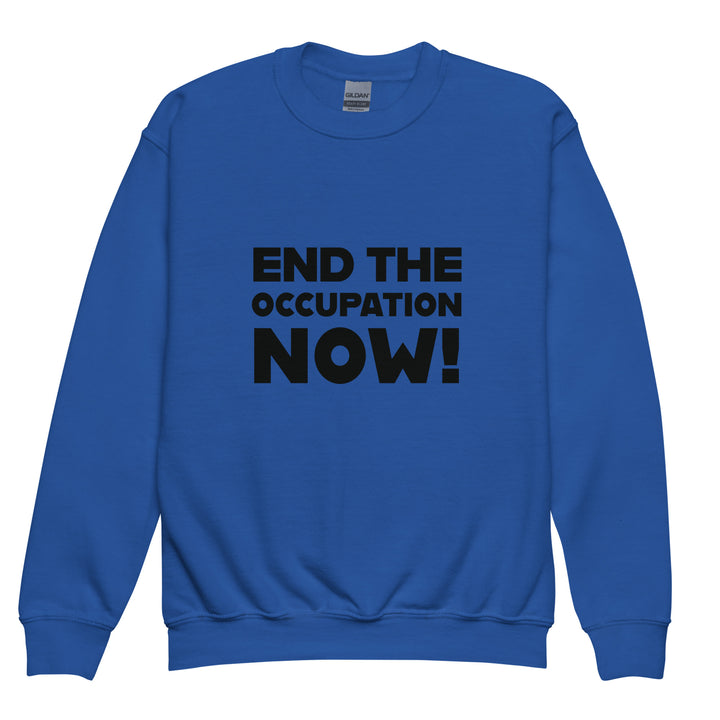 End the Occupation Now! - Youth Crewneck Sweatshirt, Royal