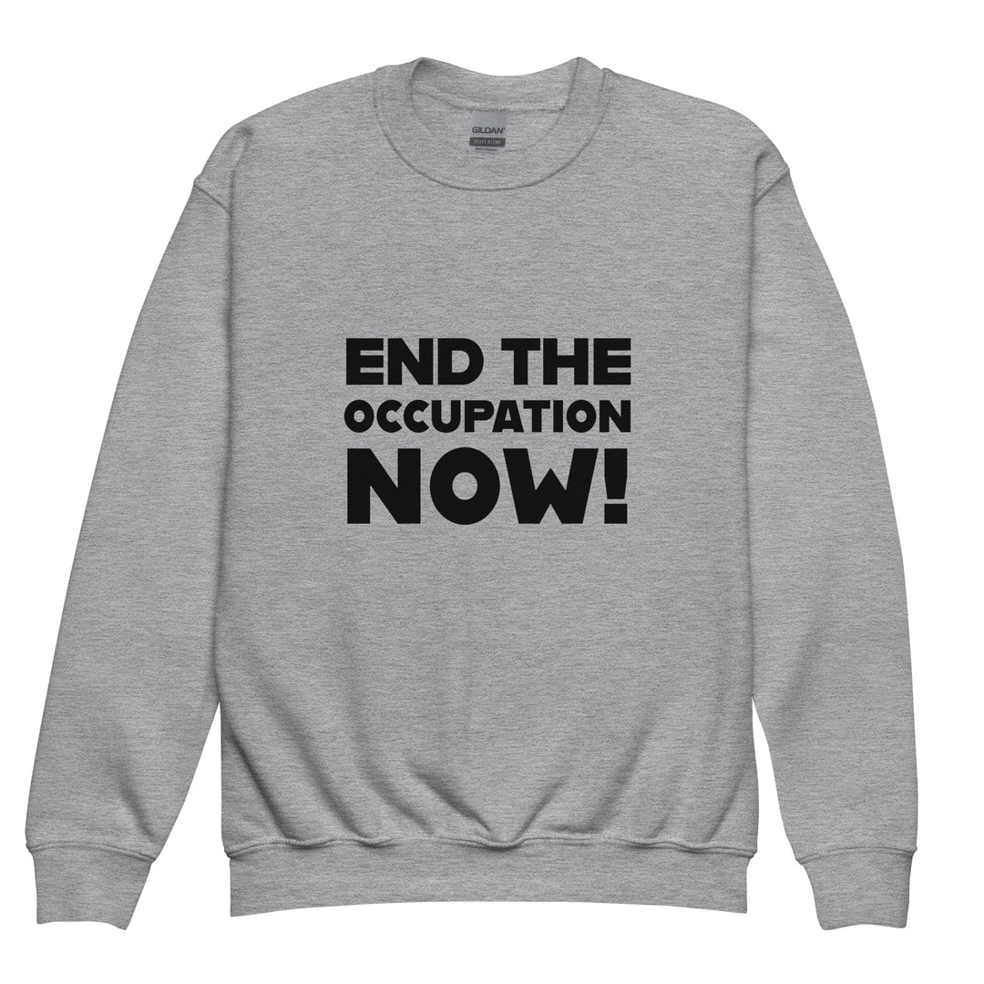 End the Occupation Now! - Youth Crewneck Sweatshirt, Sport Grey