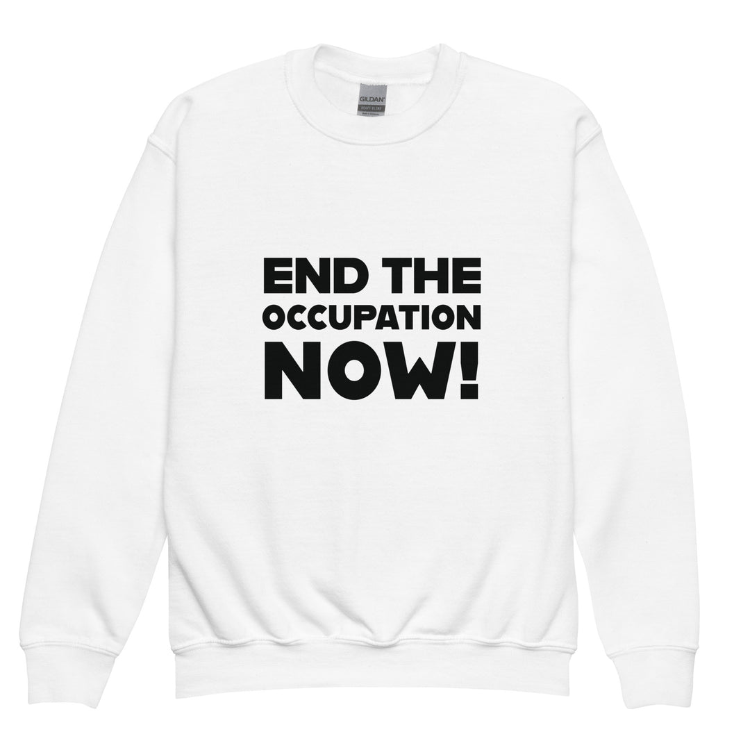 End the Occupation Now! - Youth Crewneck Sweatshirt, White