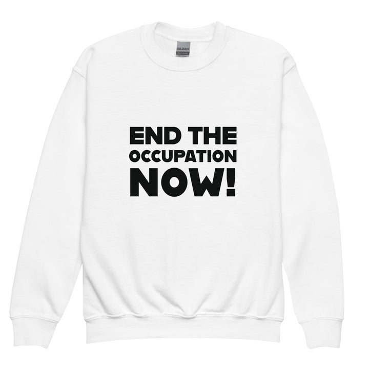 End the Occupation Now! - Youth Crewneck Sweatshirt, White