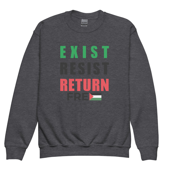 Exist. Resist. Return. - Youth Crewneck Sweatshirt, Dark Heather