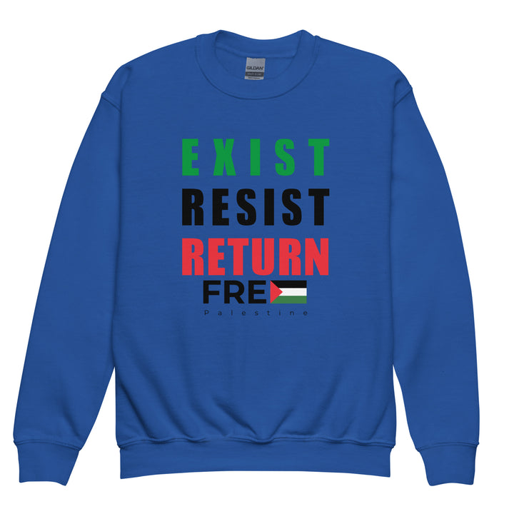 Exist. Resist. Return. - Youth Crewneck Sweatshirt, Royal