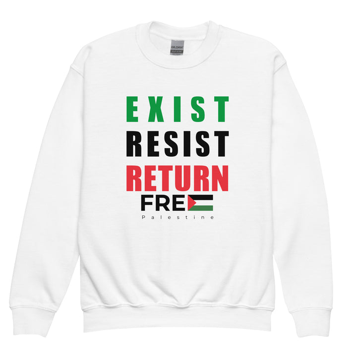 Exist. Resist. Return. - Youth Crewneck Sweatshirt, White