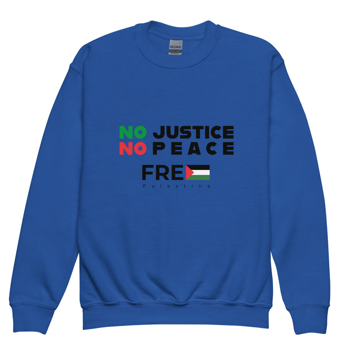 No Justice No Peace - Youth Crewneck Sweatshirt, Royal