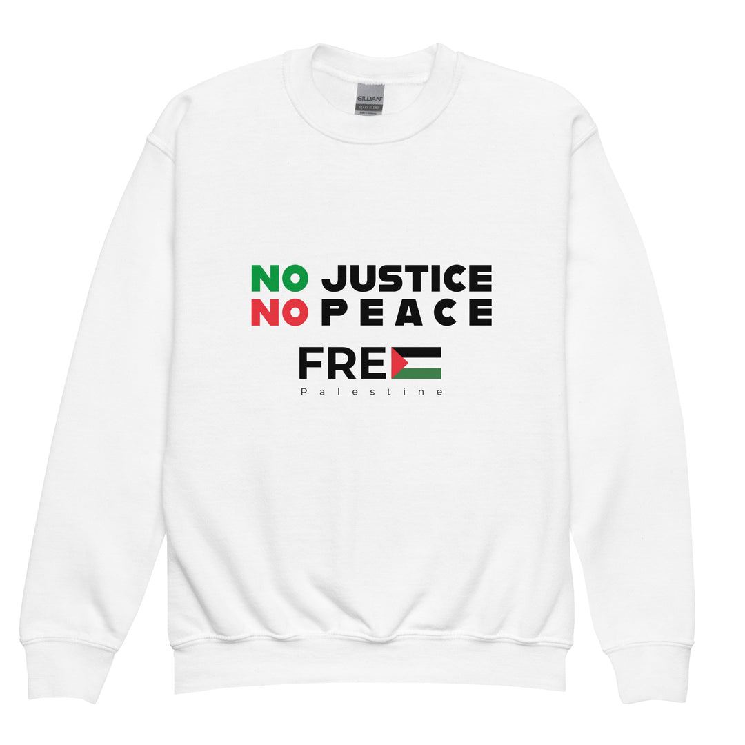 No Justice No Peace - Youth Crewneck Sweatshirt, White