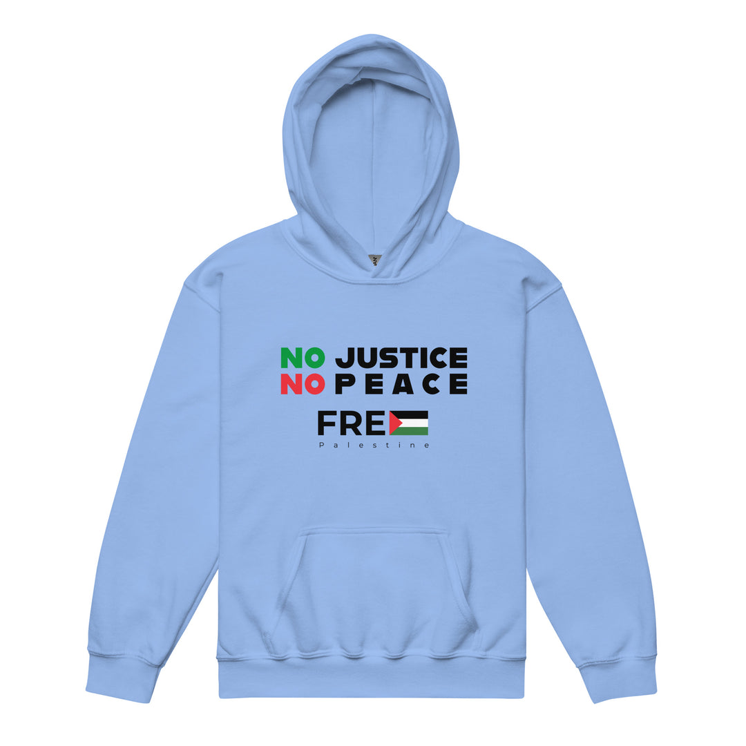 No Justice No Peace - Youth Heavy Blend Hoodie, Carolina Blue