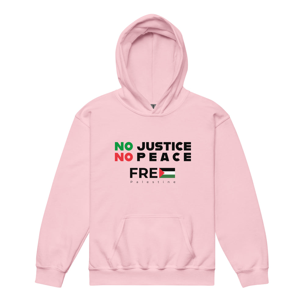 No Justice No Peace - Youth Heavy Blend Hoodie, Light Pink