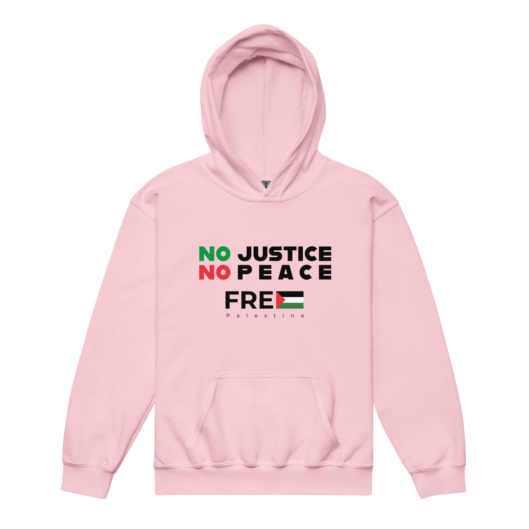 No Justice No Peace - Youth Heavy Blend Hoodie, Light Pink
