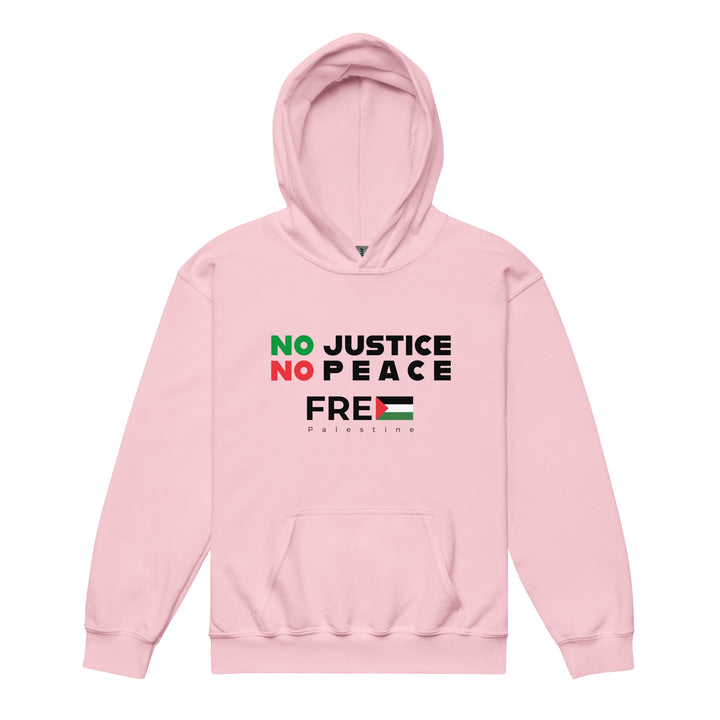 No Justice No Peace - Youth Heavy Blend Hoodie, Light Pink