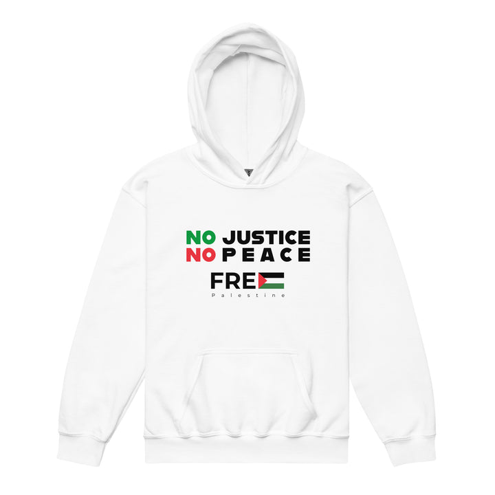 No Justice No Peace - Youth Heavy Blend Hoodie, White