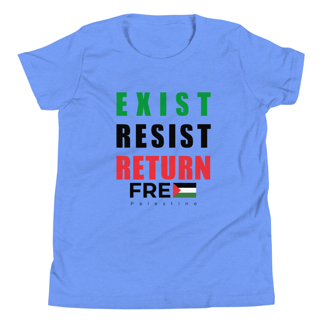 Exist. Resist. Return. - Youth Short Sleeve T-Shirt, Heather Columbia Blue
