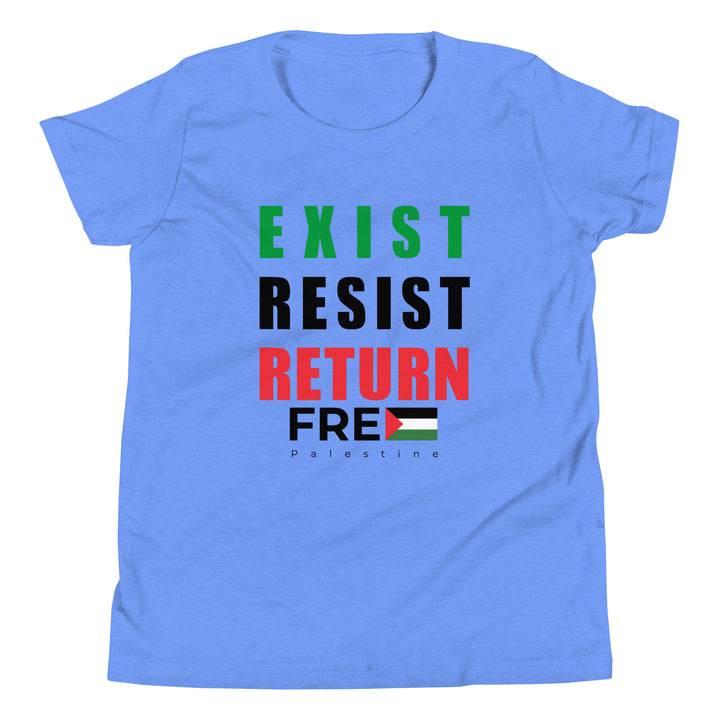 Exist. Resist. Return. - Youth Short Sleeve T-Shirt, Heather Columbia Blue