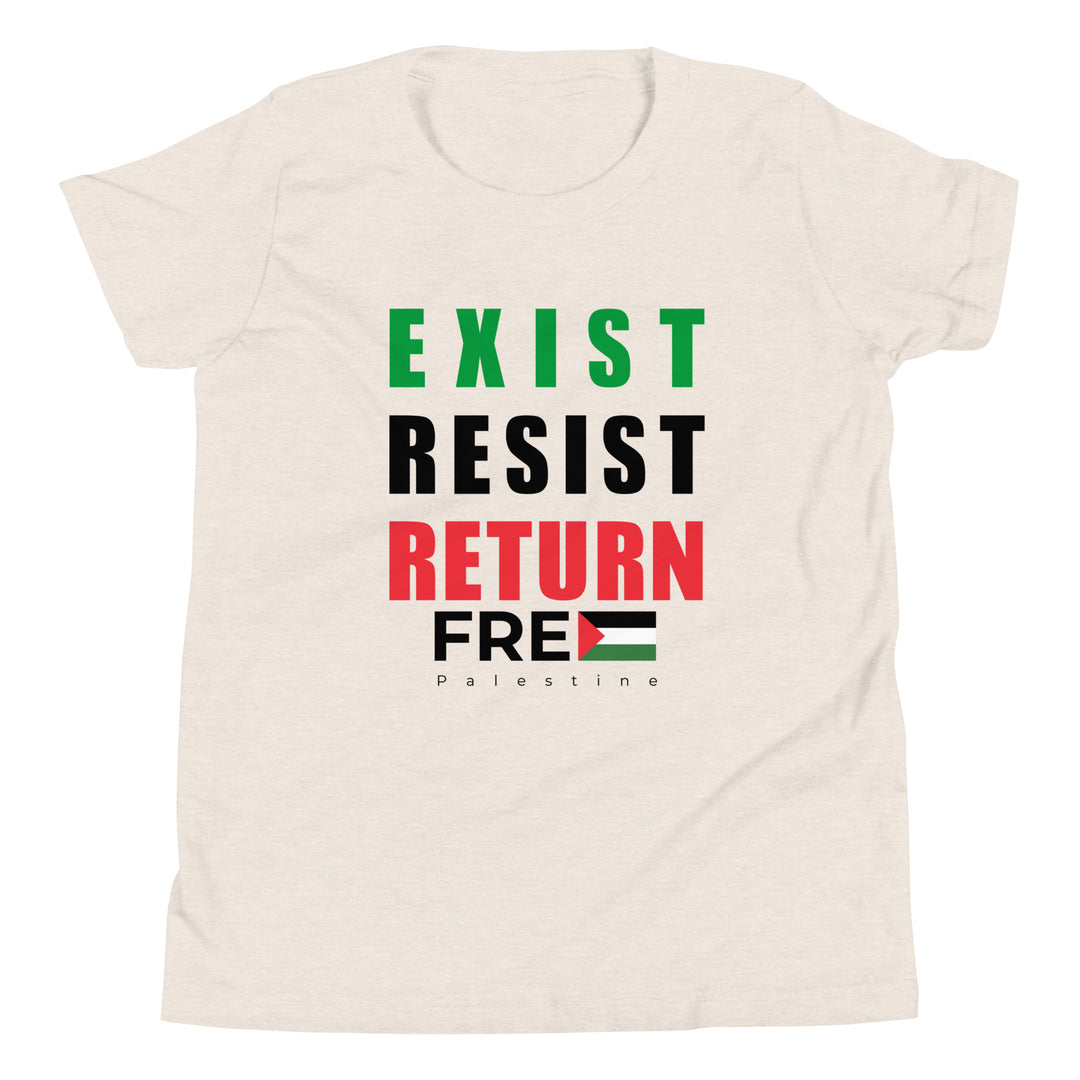 Exist. Resist. Return. - Youth Short Sleeve T-Shirt, Heather Dust
