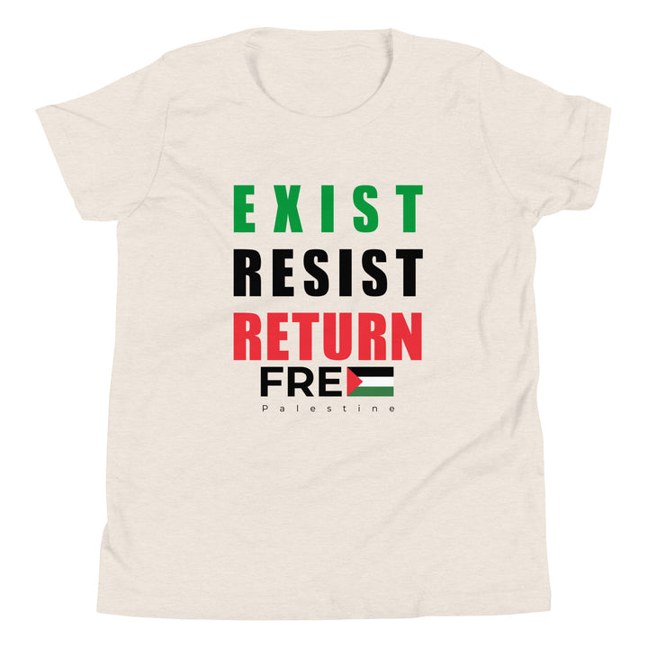 Exist. Resist. Return. - Youth Short Sleeve T-Shirt, Heather Dust