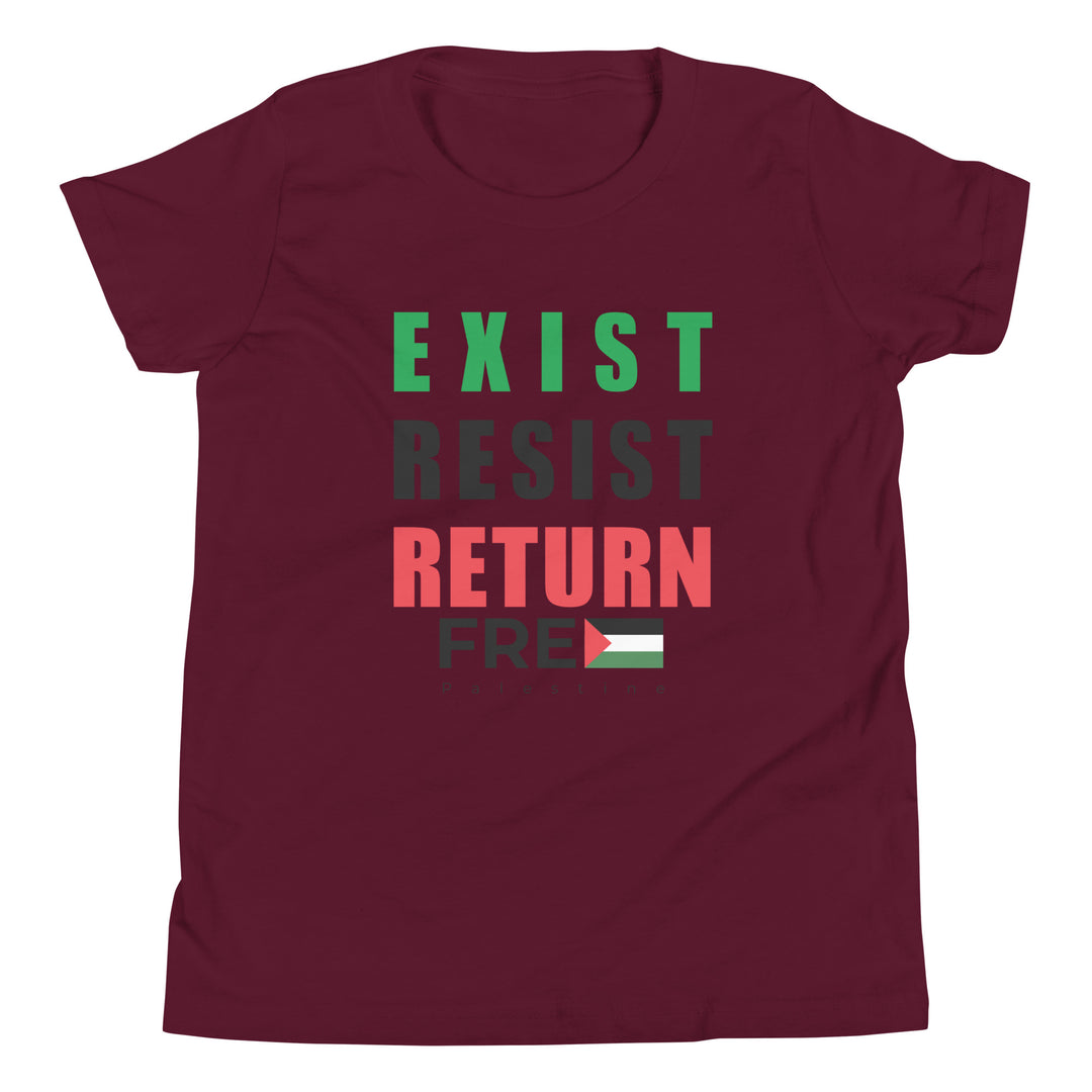 Exist. Resist. Return. - Youth Short Sleeve T-Shirt, Maroon