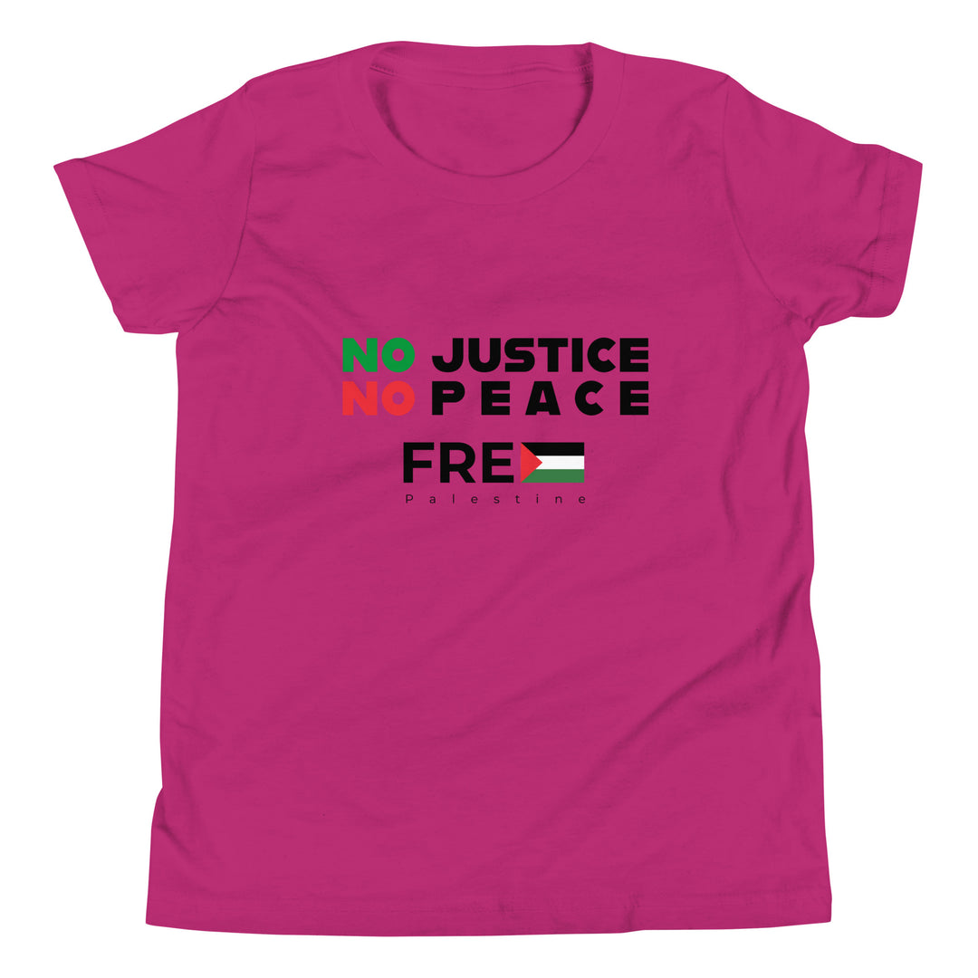 No Justice No Peace - Youth Short Sleeve T-Shirt, Berry