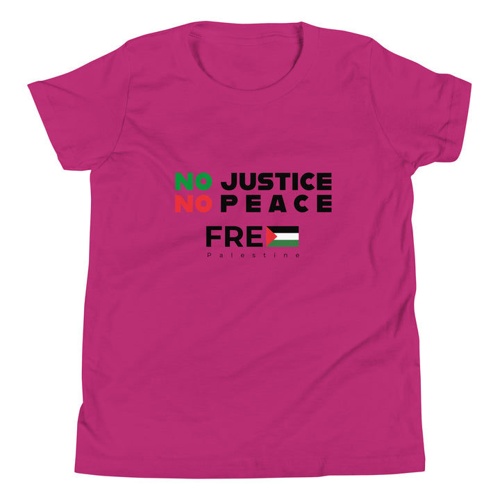 No Justice No Peace - Youth Short Sleeve T-Shirt, Berry