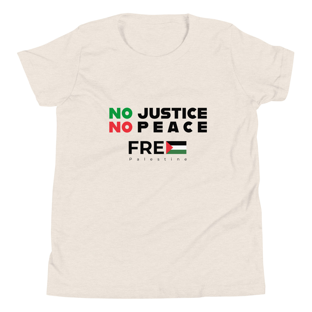 No Justice No Peace - Youth Short Sleeve T-Shirt, Heather Dust