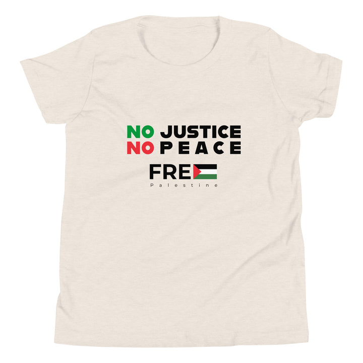 No Justice No Peace - Youth Short Sleeve T-Shirt, Heather Dust
