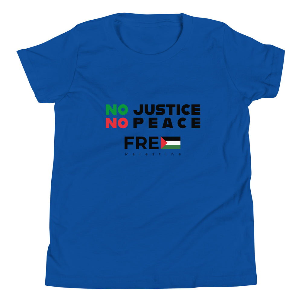 No Justice No Peace - Youth Short Sleeve T-Shirt, True Royal